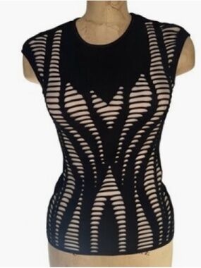 RVN Black Cutout Sleeveless Knit Top - Women
